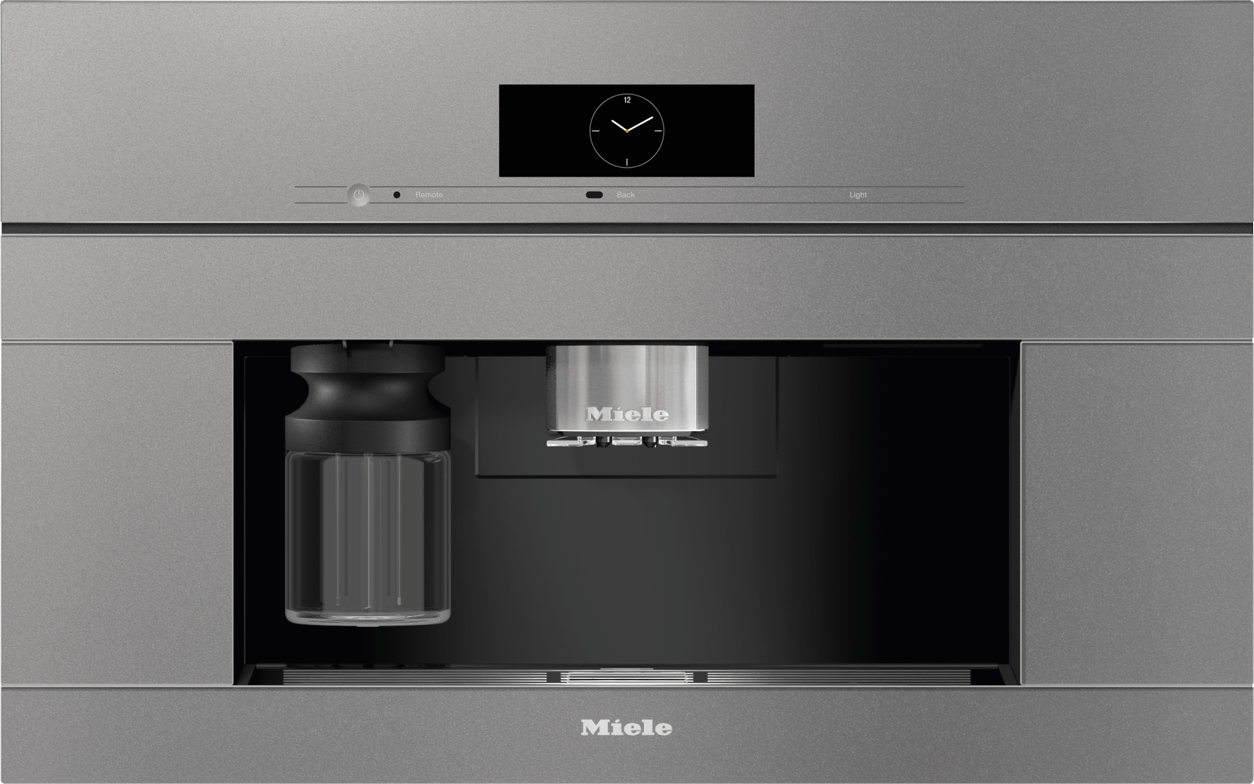 Miele 30 Inch Built-In Smart Coffee Machine with DirectWater, CoffeeSelect, M Touch w/ MotionReact, AutoDescale, AutoClean, CupSensor, EasyClick Milk System, One Touch for Two, Wi-Fi Enabled, Miele@home, 10 User Profiles, 24+ Coffee and Tea Drinks, Automatic Rinse/Cleaning Program and Integrated LED Lighting: Graphite Grey