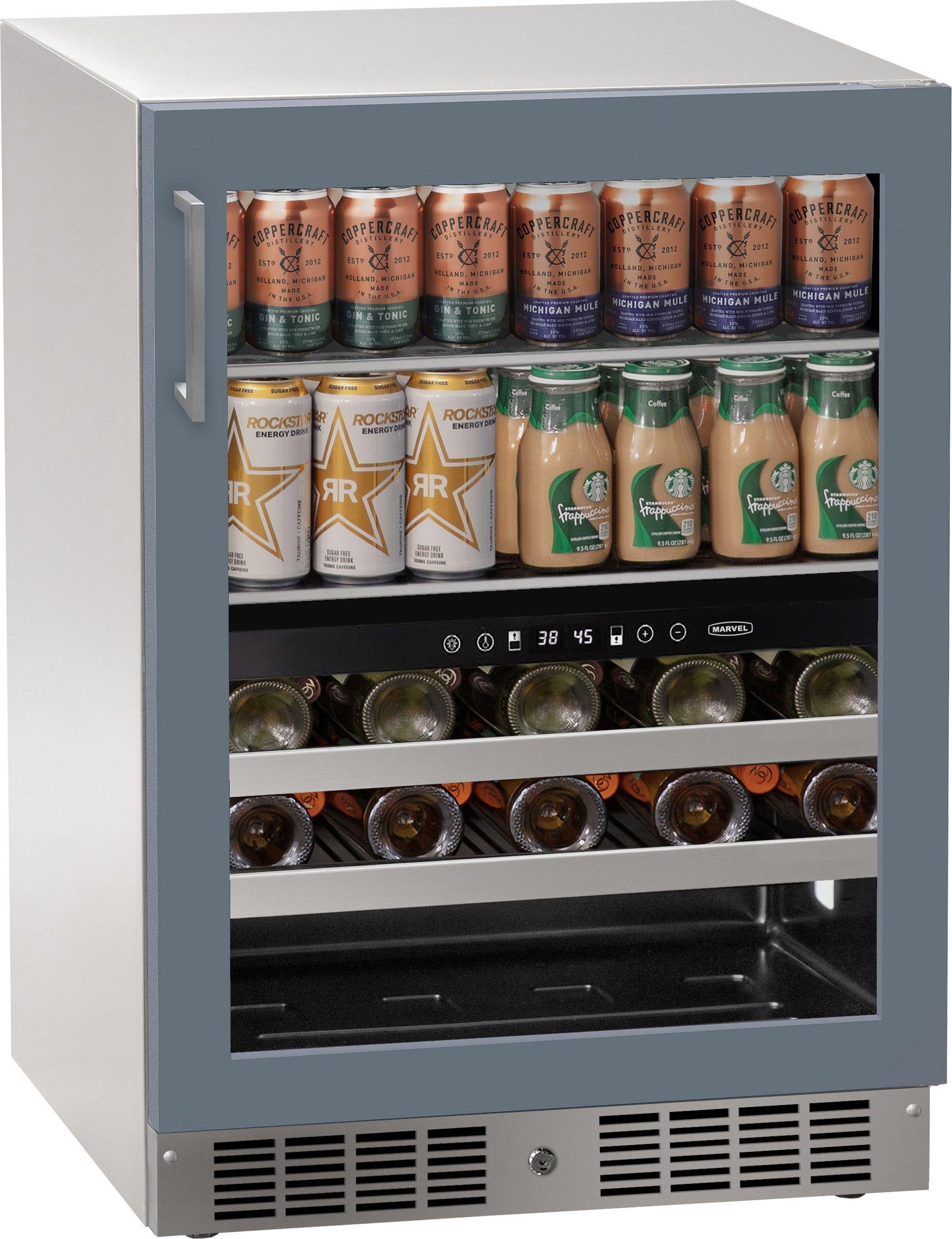 Marvel MRBD224IG31A 24 Inch Essential Dual Zone Beverage Center, Locking: Panel Ready Glass