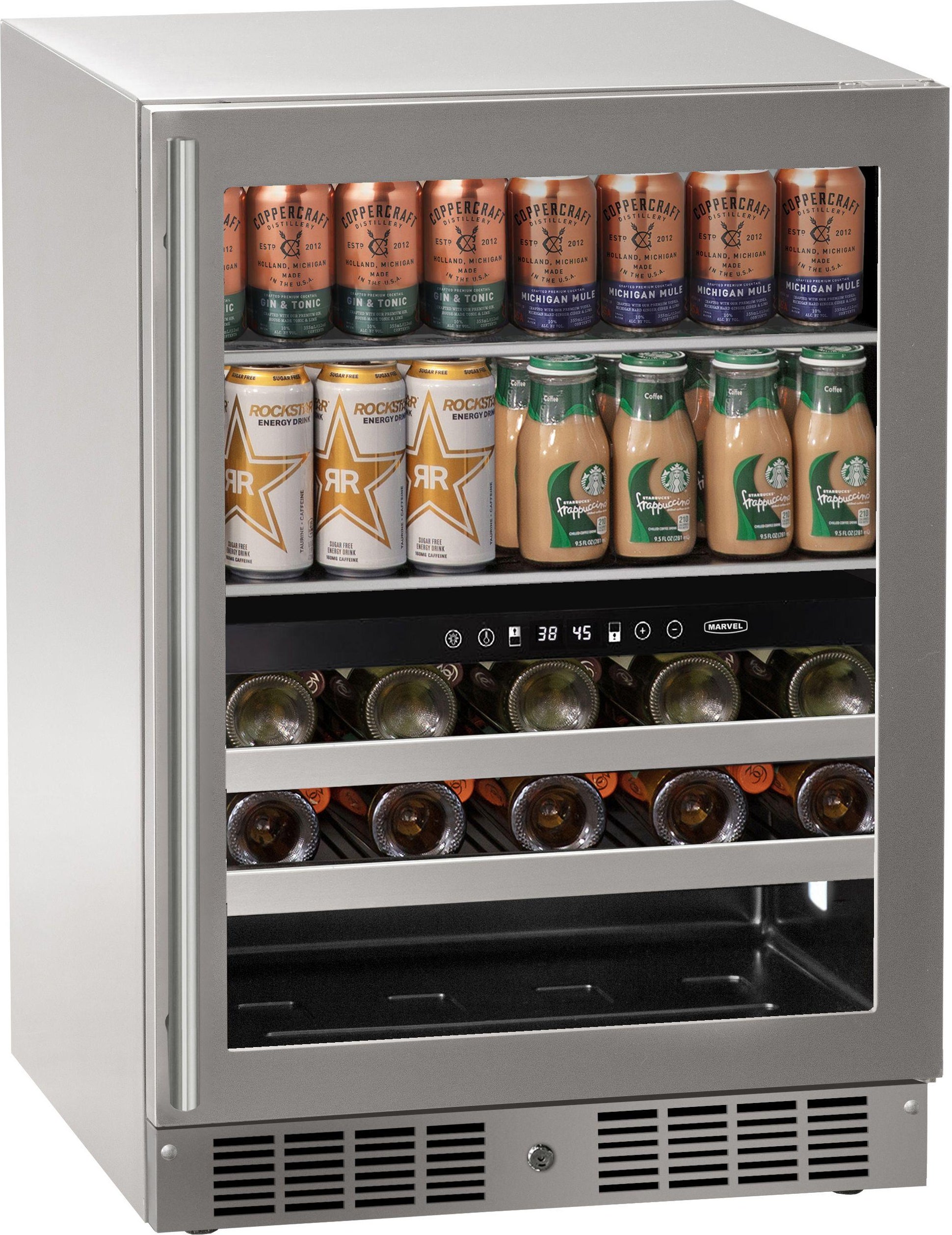 Marvel MRBD224SG31A 24 Inch Essential Dual Zone Beverage Center, Locking: Stainless Glass Glass