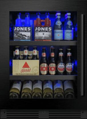 XO XOU24BCGBSL Beverage Center 24 inch: Black Stainless Glass, Left Black Stainless Steel