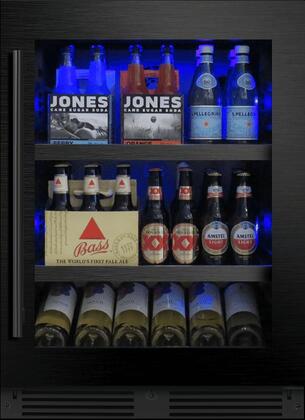 XO XOU24BCGBSR Beverage Center 24 inch: Black Stainless Glass, Right Black Stainless Steel
