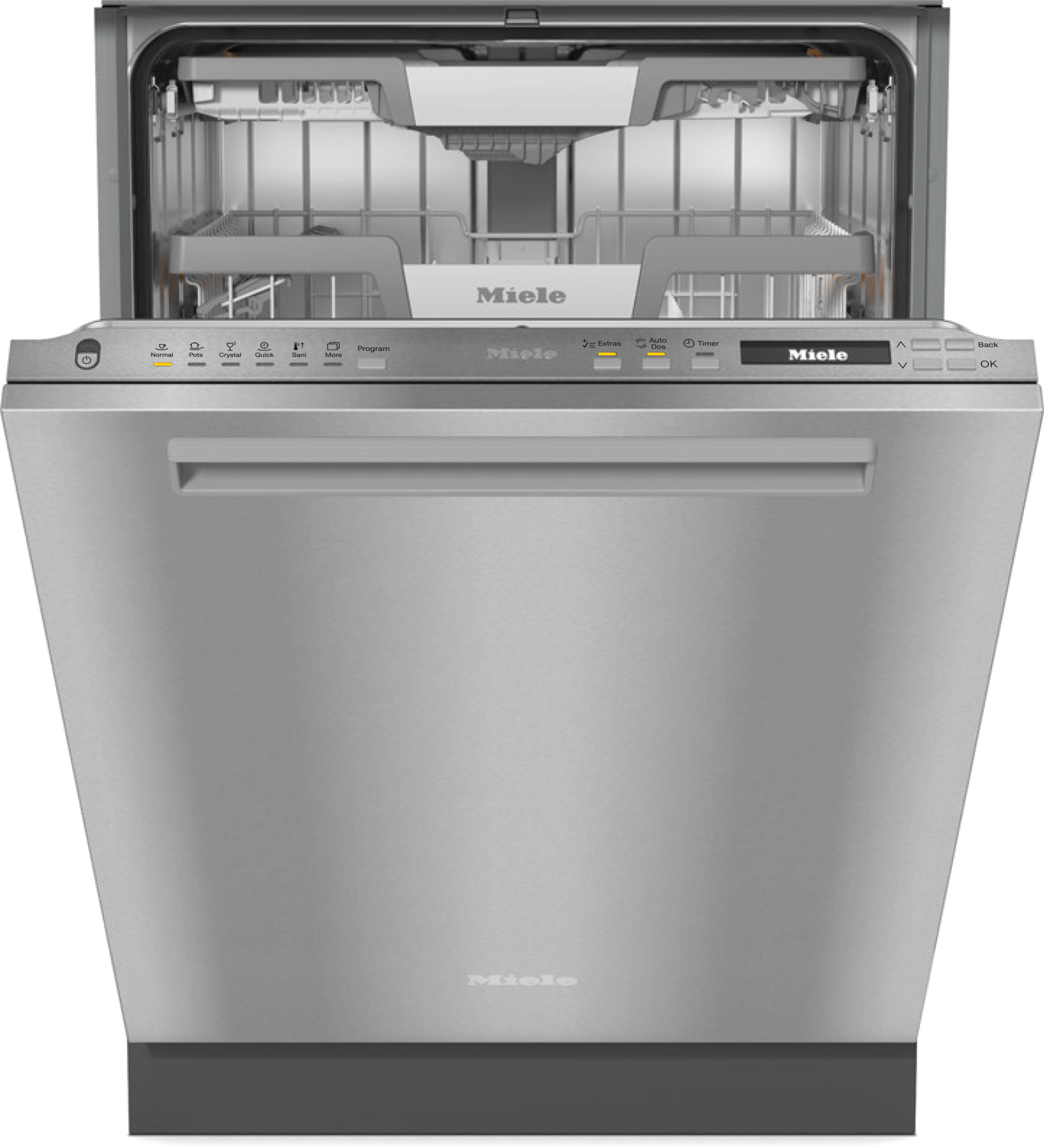 24 Inch Built-In Fully Integrated Smart Dishwasher with 16 Place Setting Capacity, 9 Programs, 3D MultiFlex Cutlery Tray, AutoDos, WifiConn@ct with Miele@home, Delayed Start, QuickIntenseWash, DirectSelect Controls, 42/40 dBA, EcoPower Technology, and ENERGY STAR Certified: Stainless Steel