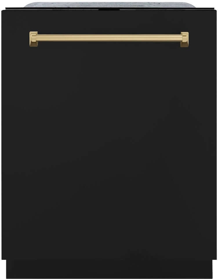 Z Line Autograph Edition 24 Inch Monument Series 3rd Rack Top Touch Control Tall Tub Dishwasher: Black Matte With Champagne Bronze Handle