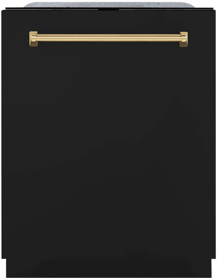 Z Line Autograph Edition 24 Inch Monument Series 3rd Rack Top Touch Control Tall Tub Dishwasher: Black Matte With Polished Gold Handle