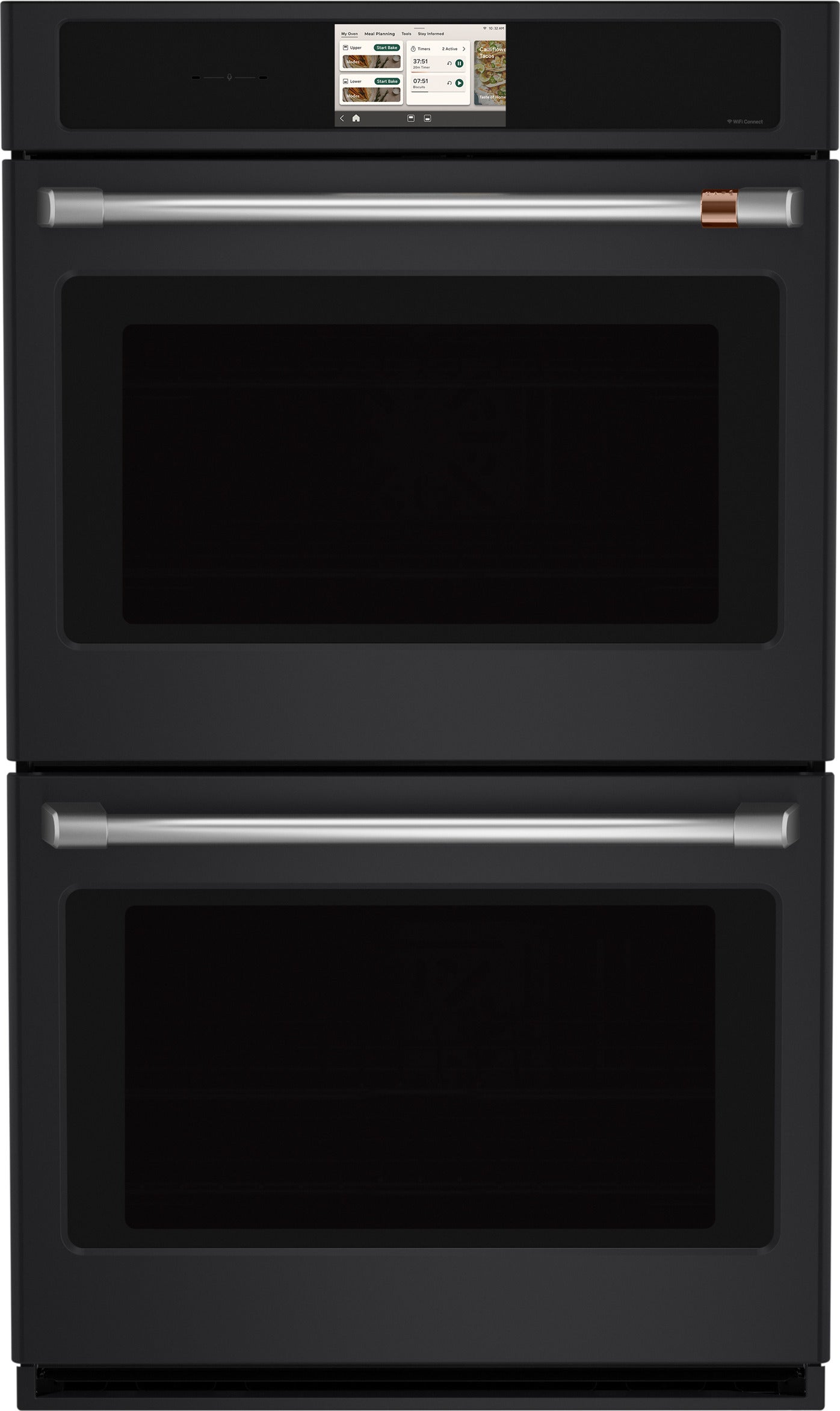 Cafe Professional Series 30 Inch Smart Built-In Convection Double Wall Oven with In-Oven Camera: Matte Black