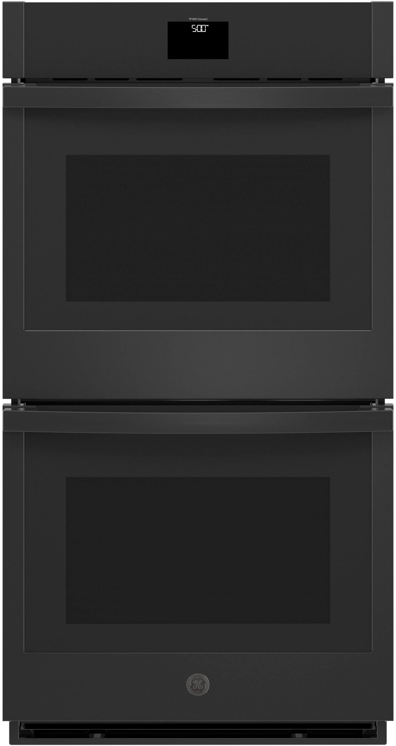 GE 27 Inch Width 27 Inch Width 8.6 CuFt Conv (Upper), Trad (Lower) Glass-Tch Cntrls Direct Air Conv Prec Ckg, Hot-Air Fry ADA Compliant Built in WIFI with Bluetooth: Black On Black