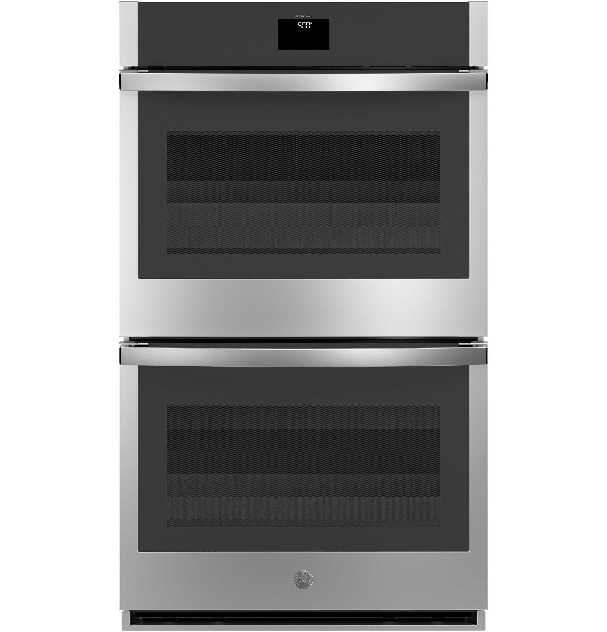 GE 30 Inch Smart Built-In Double Wall Oven with 10.0 cu. ft. Total Capacity, True European Convection, Air Fry, Temperature Probe, Hidden Bake Element, Proof Mode, LCD Display, Self Clean, Control Lock, and Sabbath Mode: Stainless Steel
