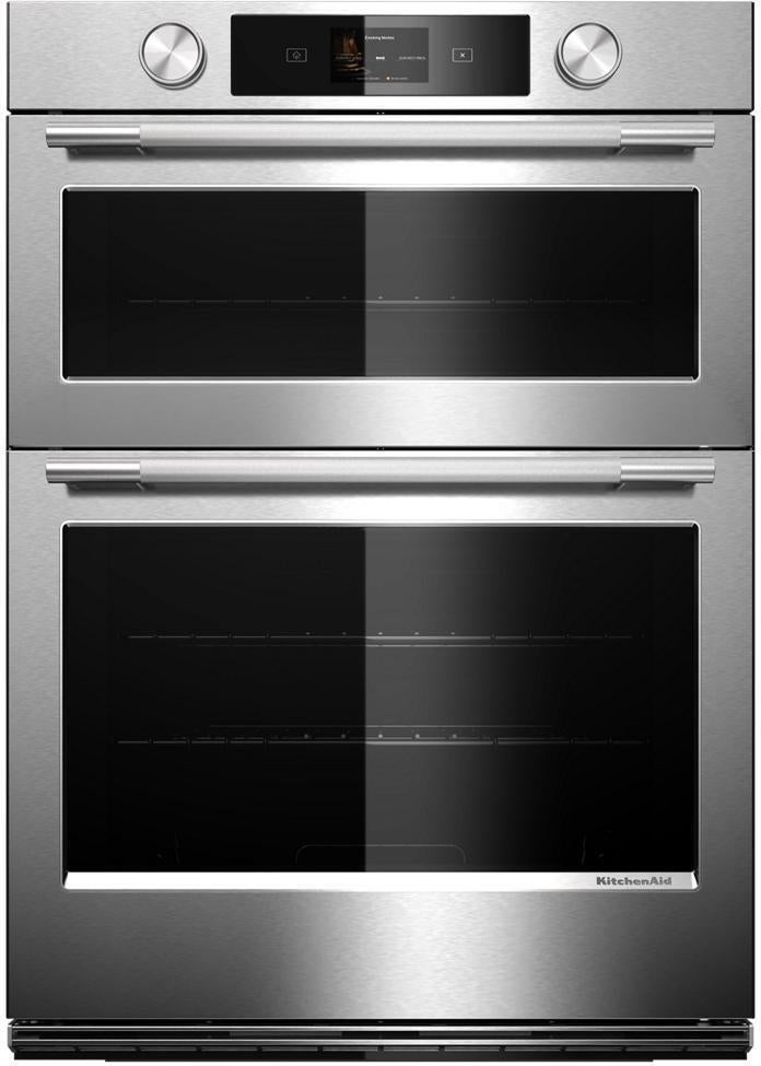 KitchenAid 30 Inch Double Combination Smart Electric Wall Oven with 6.4 cu. ft. Total Capacity, Even-Heat™ True Convection, Temperature Probe, Backlit Knobs, Assisted Cooking Modes, Fresh Pizza Mode, Touch-Activated Controls, LCD Display, Sabbath Mode and STAR-K Certified: Stainless Steel