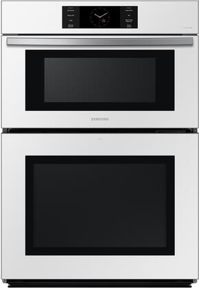 Samsung NQ70CB700D12 Bespoke Series 30 Inch White Glass Electric Double Wall Oven/Microwave Combo Steam Oven