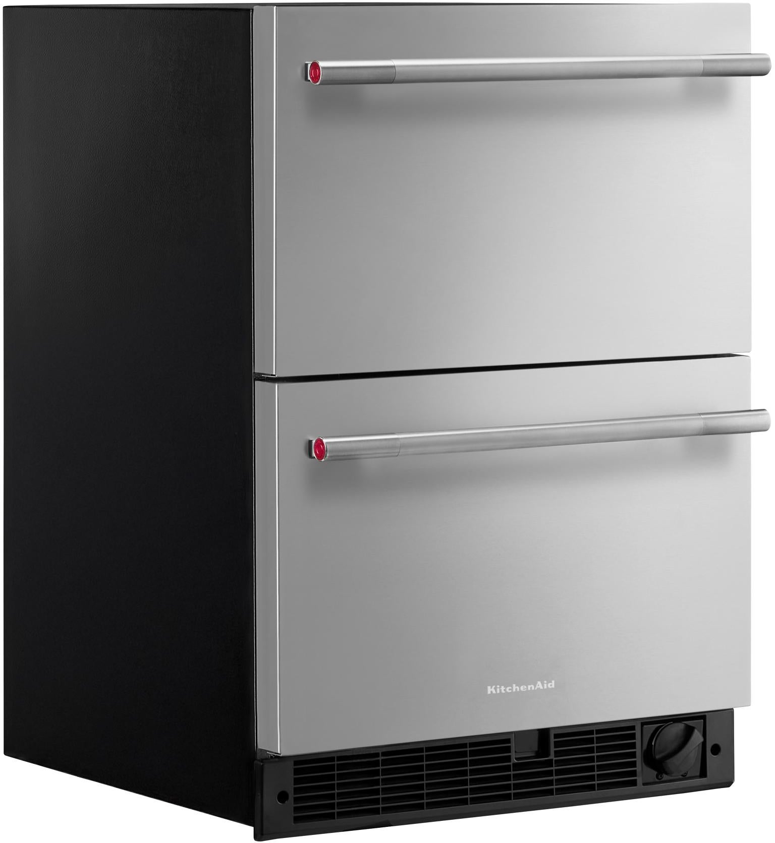 KitchenAid 24 Inch Undercounter Double-Drawer Refrigerator/Freezer with 4.2 cu. ft. Capacity, Temperature Monitoring System, Ultra-Bright LED Lighting, Automatic Ice Maker, Backlit Touch Controls, Sabbath Mode and Star-K Certified: Stainless Steel