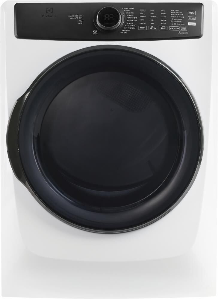 Electrolux 27 Inch Front Load Electric Dryer with 8.0 cu ft Capacity, Perfect Steam™, LuxCare® Dry, Instant Refresh, 200 CFM, Lint Filter, Anti Static, Delay Start, Control Lock and Energy Star Certified: White