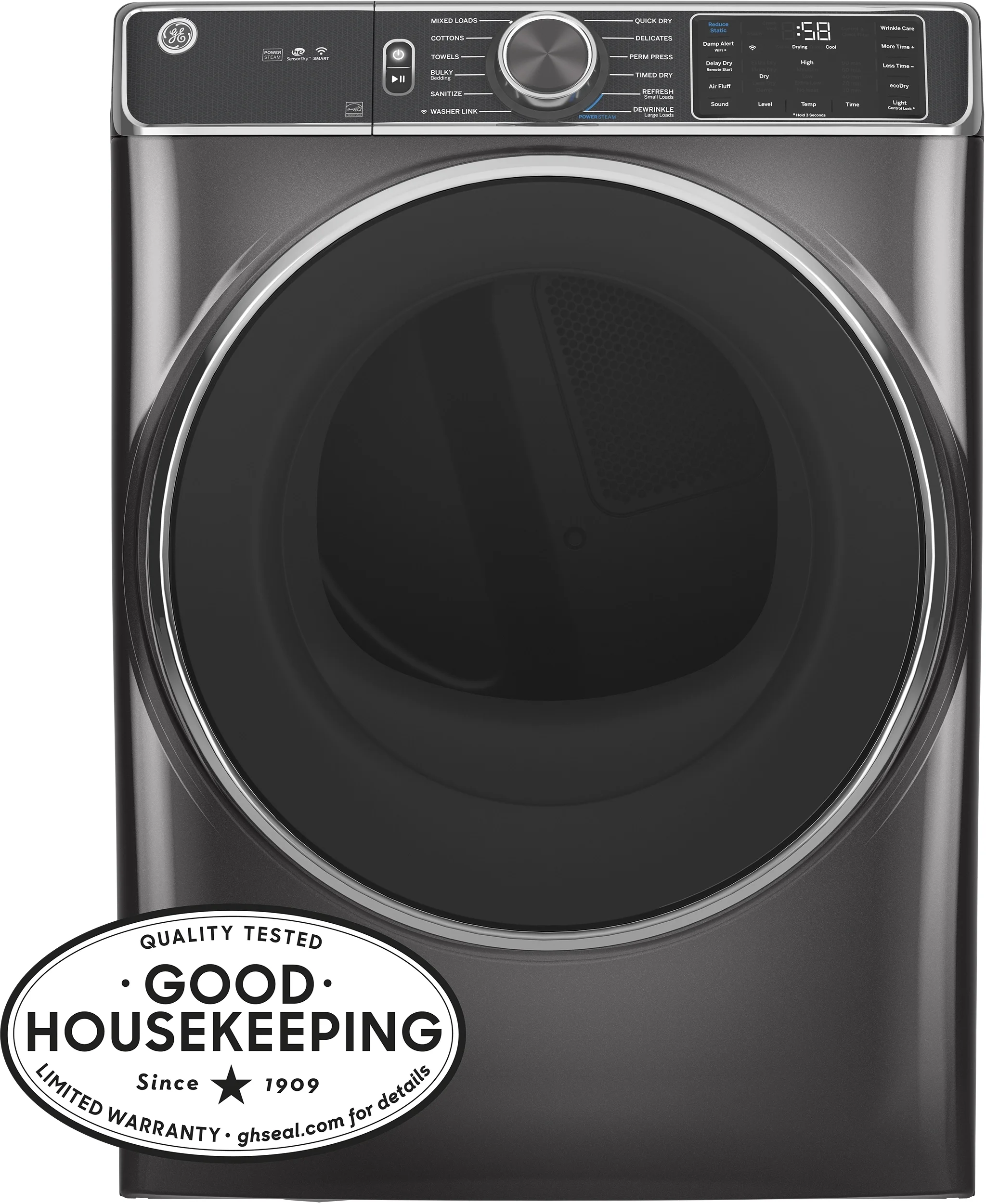 GE 7.8 cu.ft. Diamond Gray Gas Front Load Dryer with Steam - Energy Star