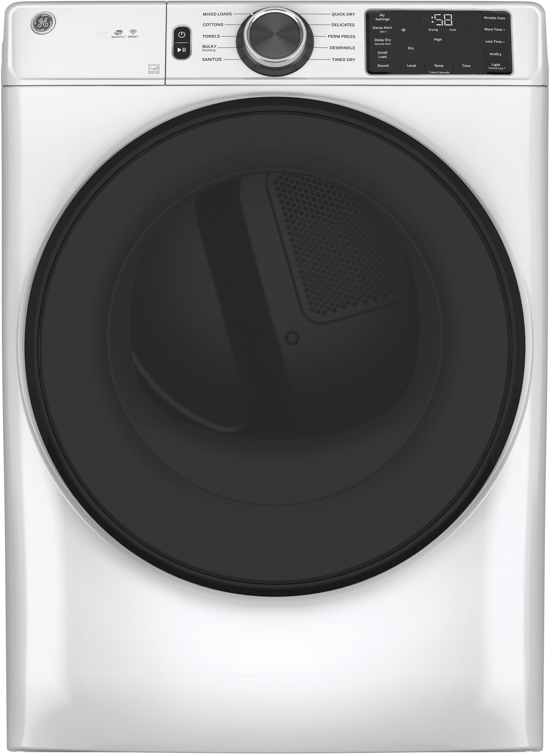 GE 7.8 cu.ft. White Electric Front Load Long Vent Dryer - Energy Star
