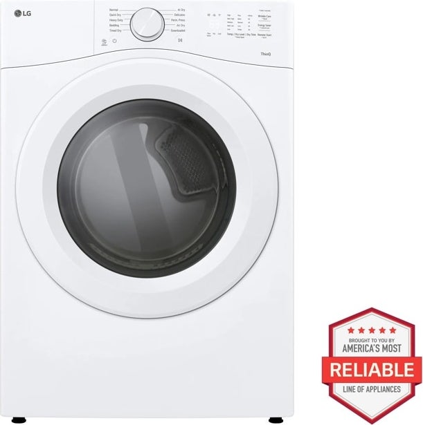 LG 7.4 cu. ft. Large Capacity Smart Front Load Electric Dryer with AI Sensor Dry: White