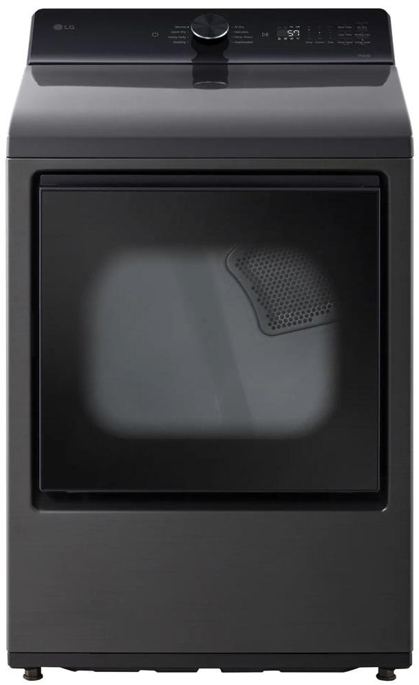LG 27 Inch Rear Control Dryer with 7.3 cu ft Ultra Large Capacity, AI Sensor Dry™, Quiet Operation, Wrinkle Care, Electronic Controls, ThinQ UP™, FlowSense® Duct Clogging and Lint Filter Indicator: Platinum Black