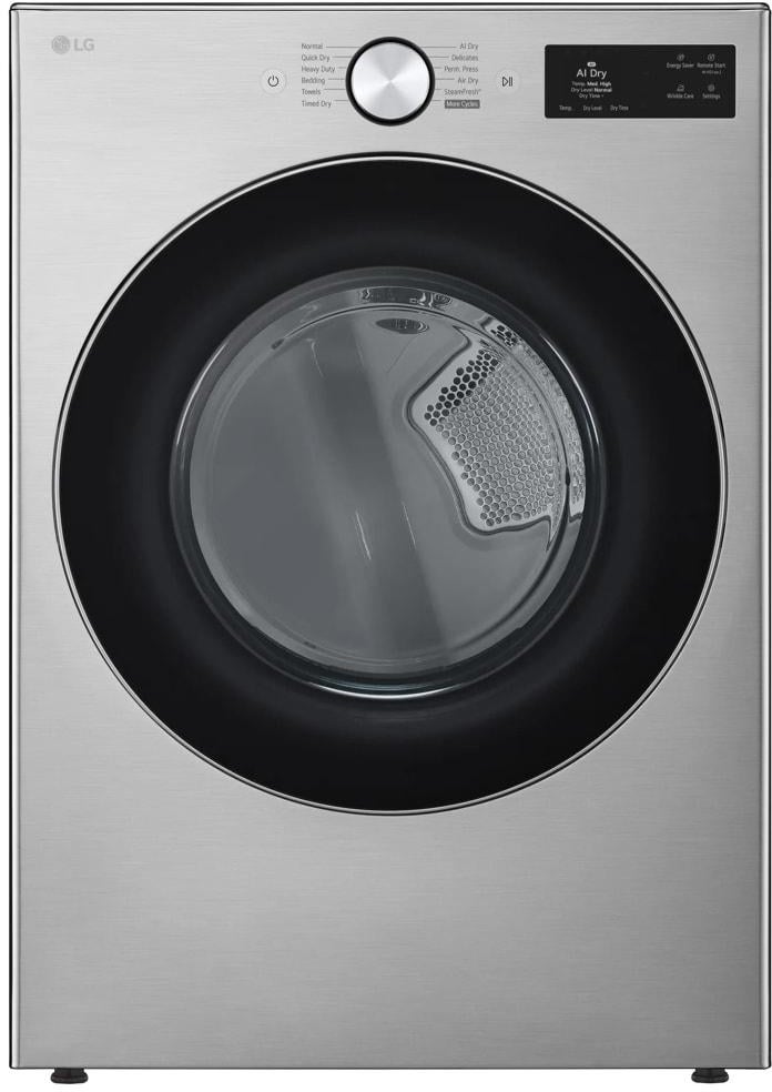 LG 27 Inch Smart Front Load Gas Dryer with 7.4 cu ft Ultra Large Capacity, AI Sensor Dry™, Smart Pairing™, SteamFresh™, TurboSteam™ Technology, Pet Care Cycle, Flow Sense® Duct Clogging and Energy Star Certified Included: Graphite Steel