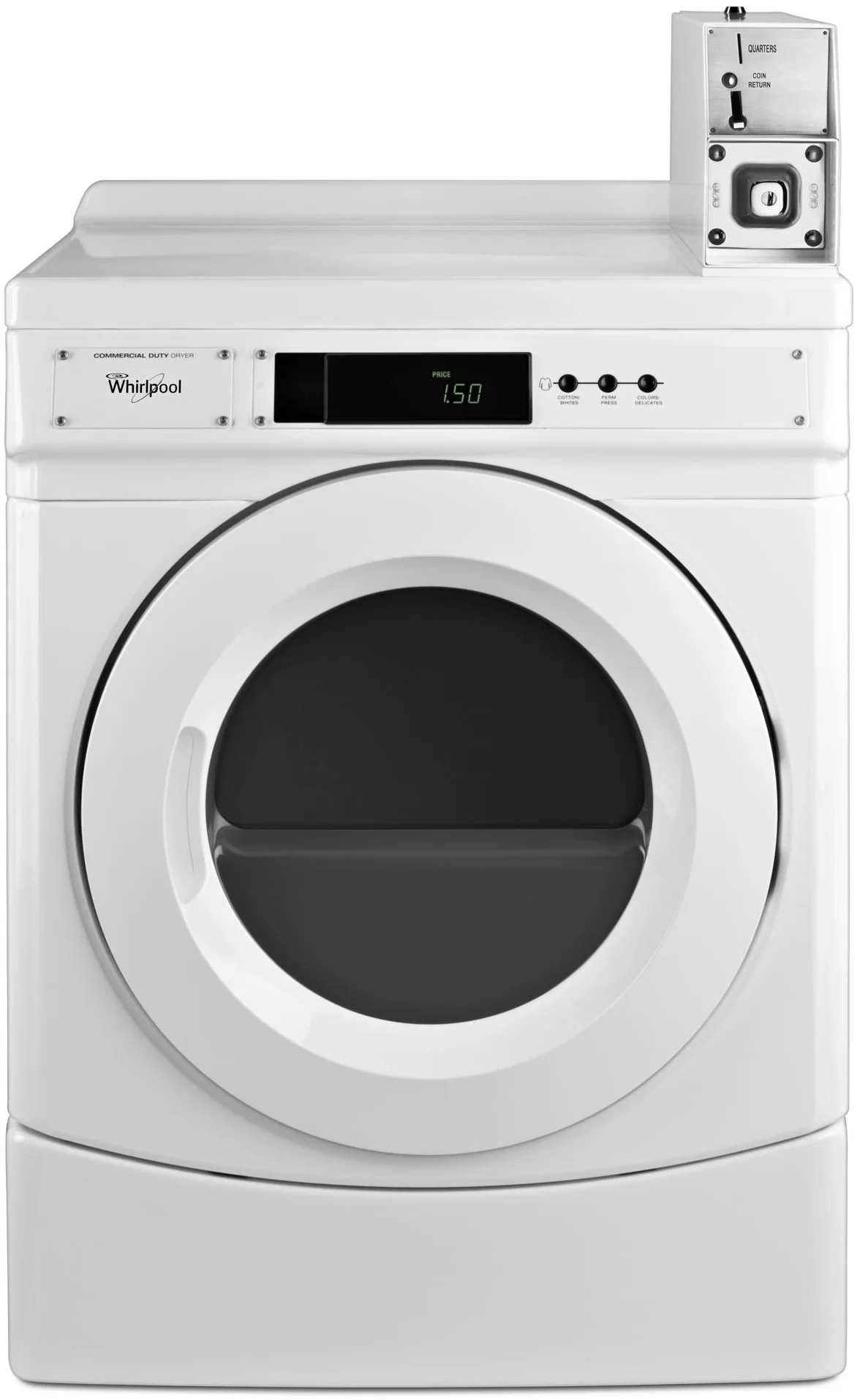 Whirlpool 27" White Commercial Front Load Gas Dryer - Factory-Installed Coin Drop with Coin Box