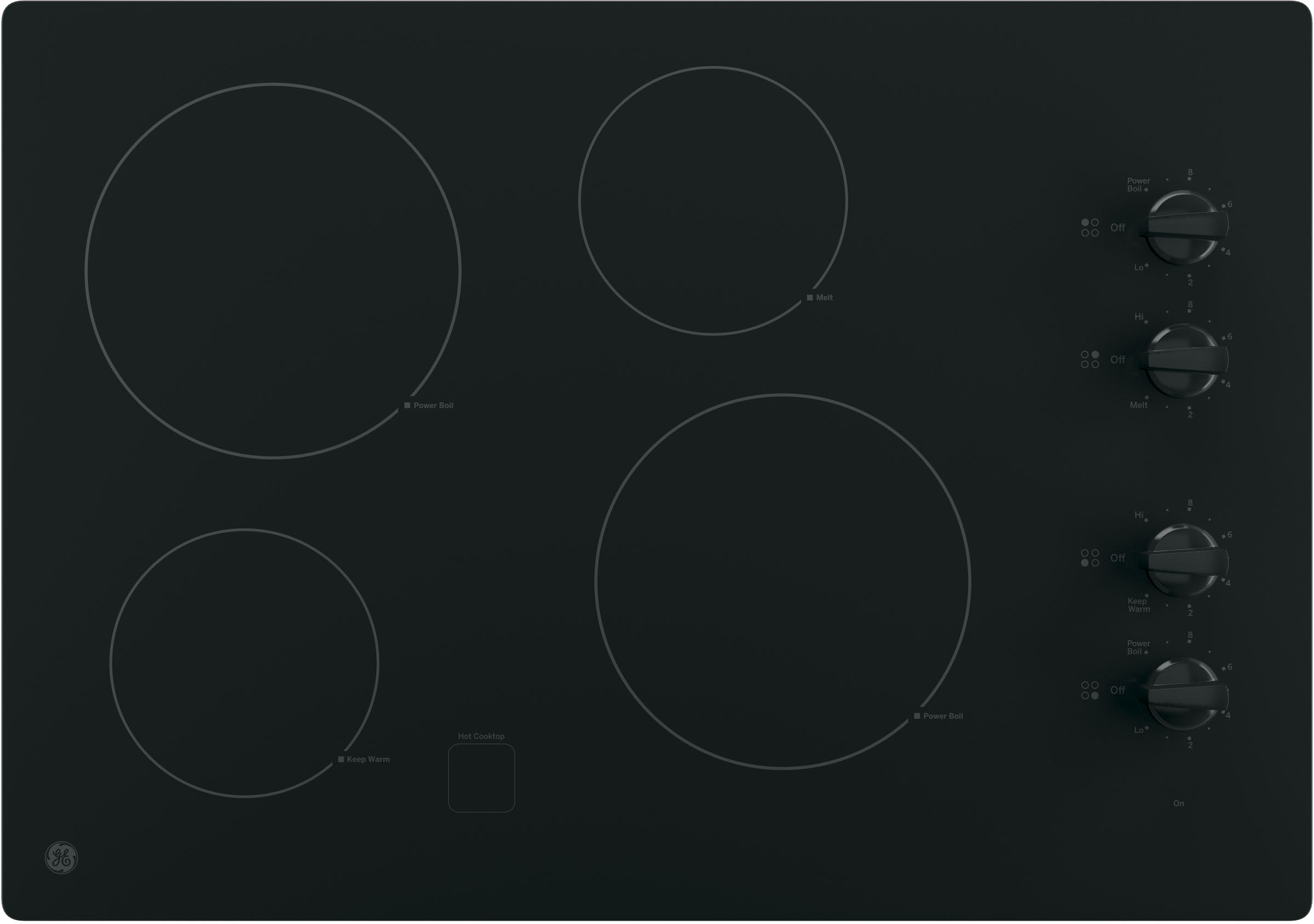 GE 30 Inch Built-In Electric Cooktop with 4 Radiant Elements: Black