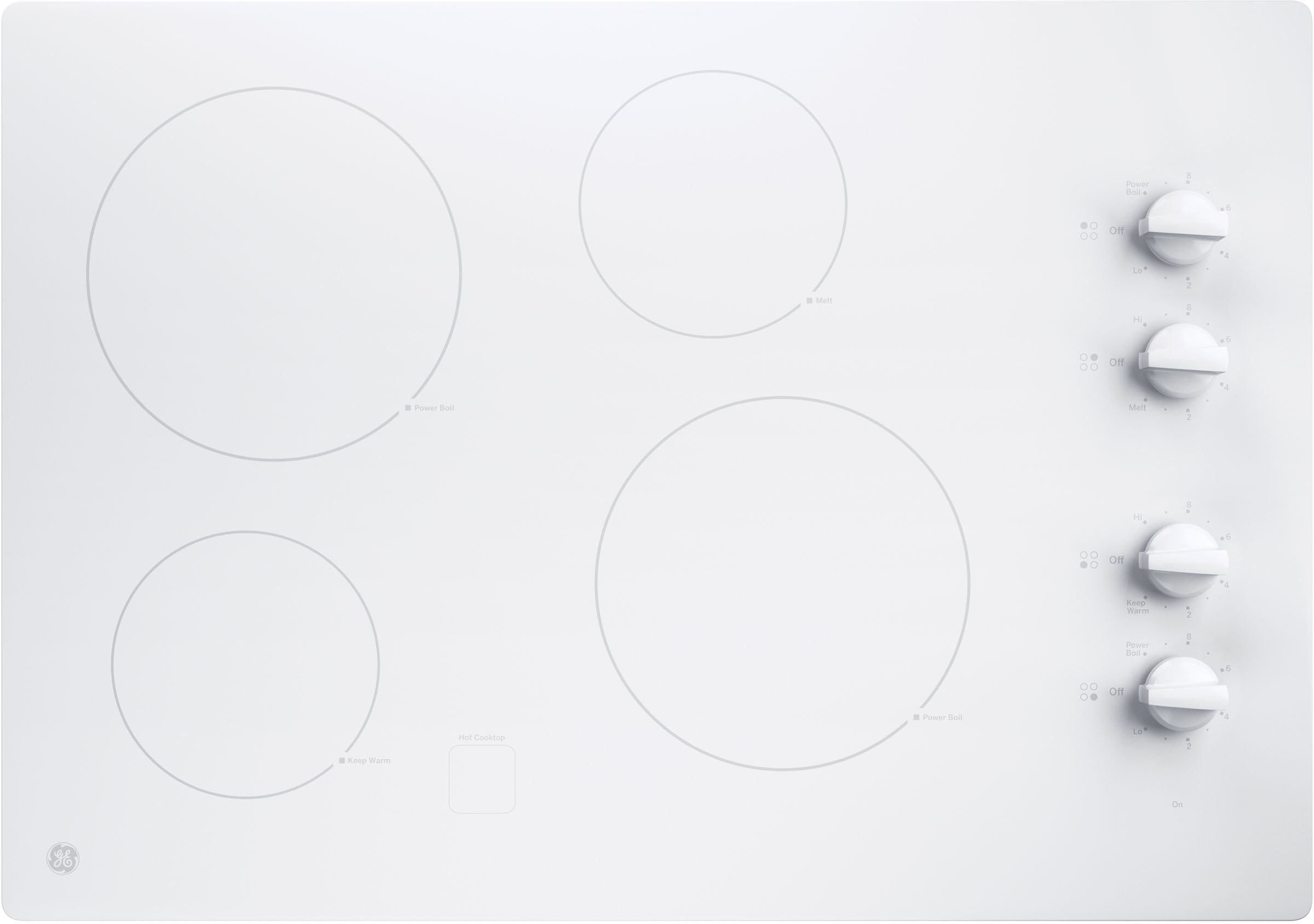 GE 30 Inch Built-In Electric Cooktop with 4 Radiant Elements: White