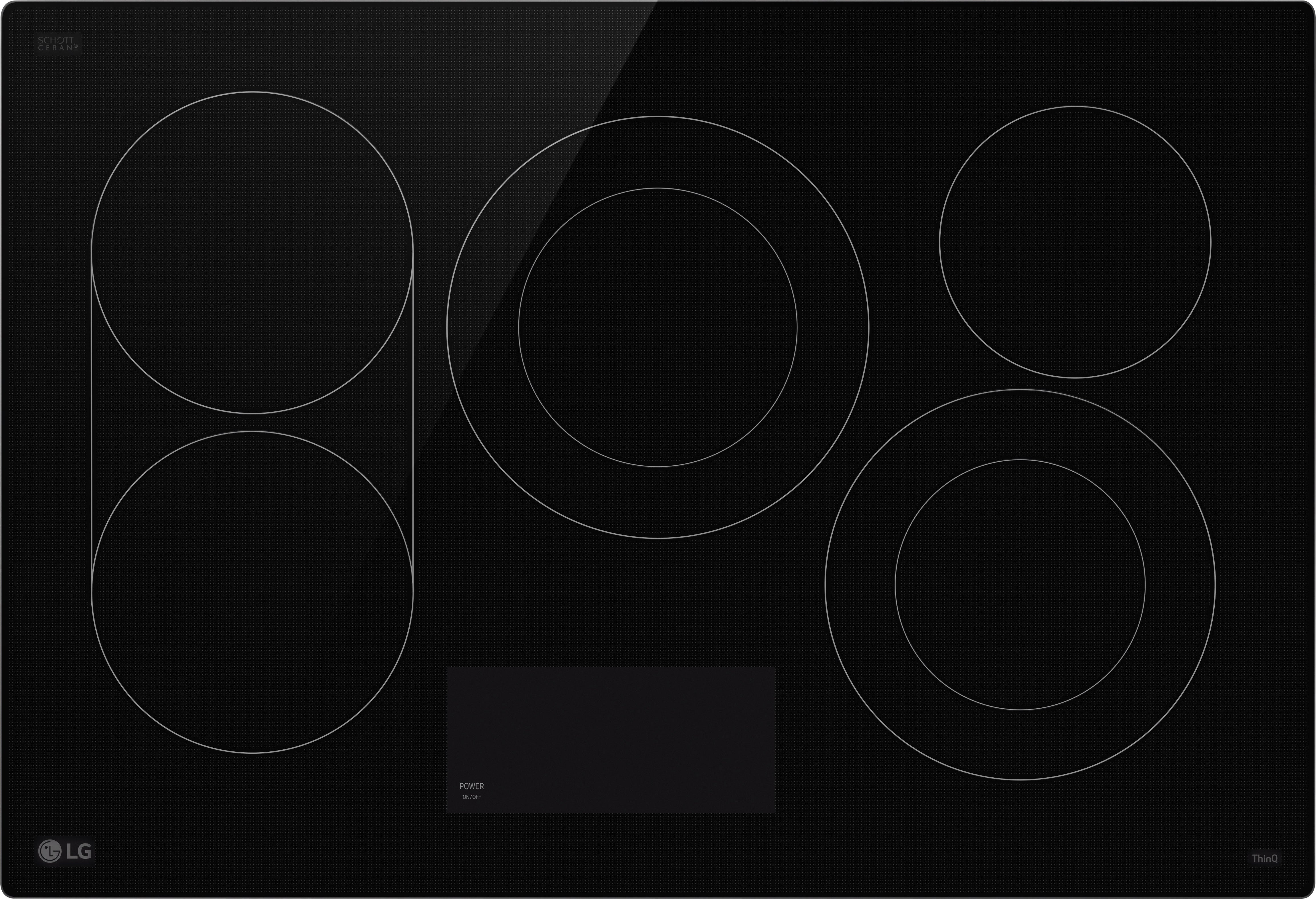 LG 30 Inch Electric Smart Cooktop with 5 Radiant Elements, Backlit SmoothTouch® Glass Controls, Simmer Function, UltraHeat™ 3.2kW Element, Dual Element, Touch Controls, Control Lock, and ENERGY STAR® Certified: Smooth Black