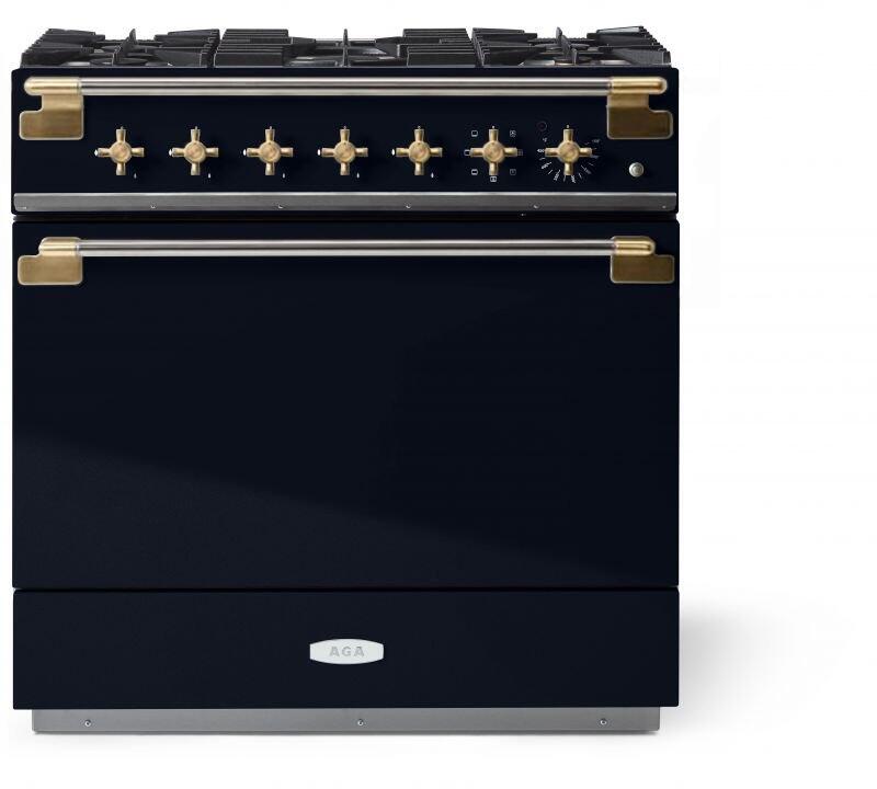 AGA AEL361DFABBLK Elise Series 36 Inch Natural Gas, Dual Fuel Freestanding Range in Gloss Black