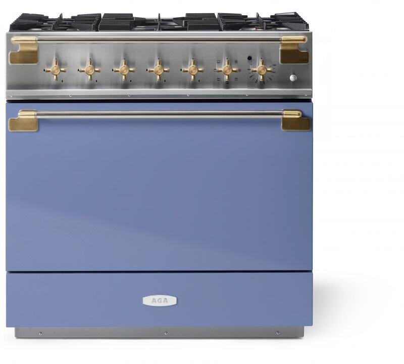AGA AEL361DFABCBB Elise Series 36 Inch Natural Gas, Dual Fuel Freestanding Range in Carnaby Blue