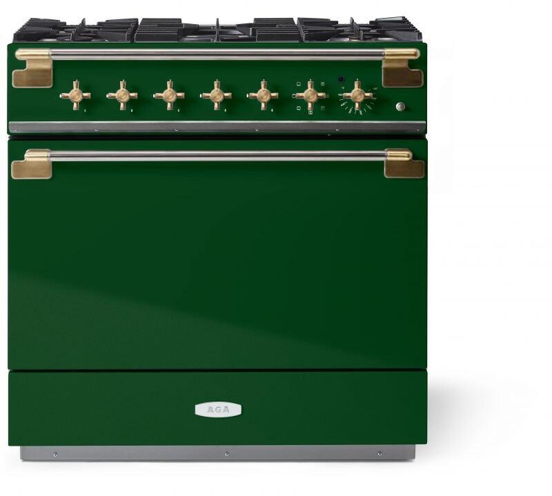 AGA AEL361DFABCWG Elise Series 36 Inch Natural Gas, Dual Fuel Freestanding Range in Cornwall Green