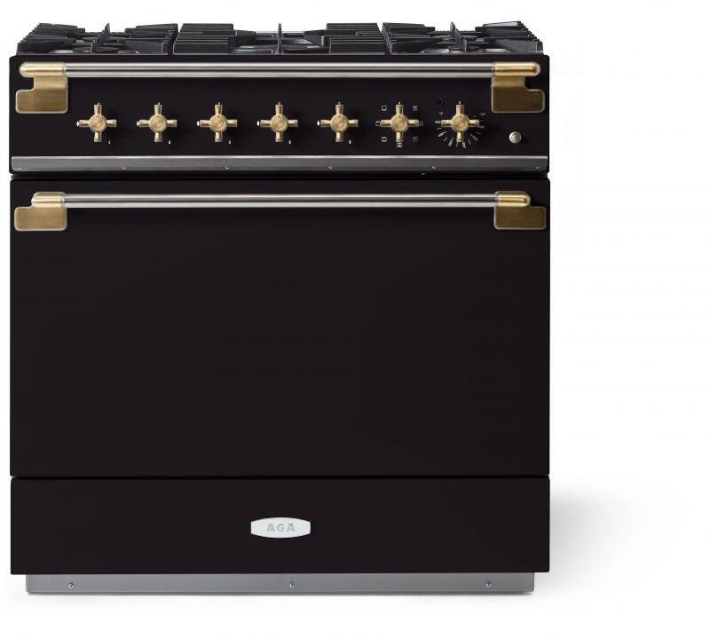AGA AEL361DFABMBL Elise Series 36 Inch Natural Gas, Dual Fuel Freestanding Range in Matte Black
