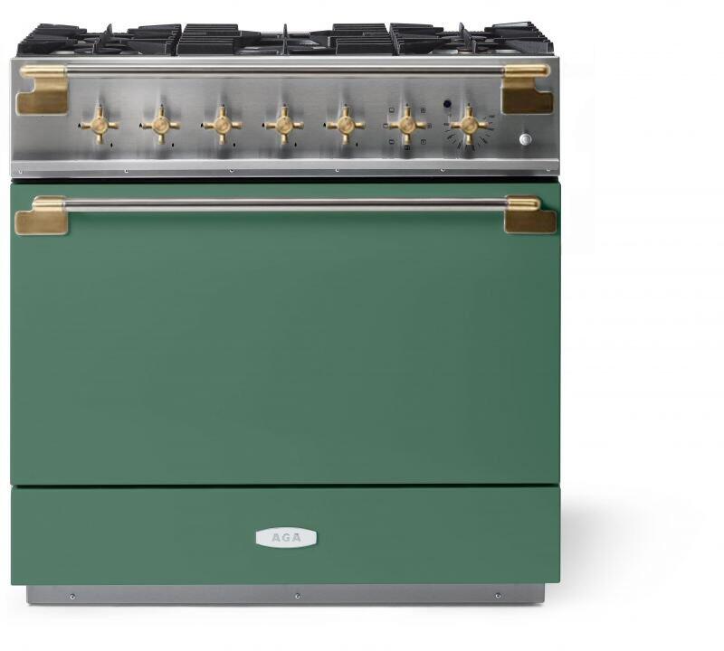 AGA AEL361DFABMG Elise Series 36 Inch Natural Gas, Dual Fuel Freestanding Range in Mineral Green