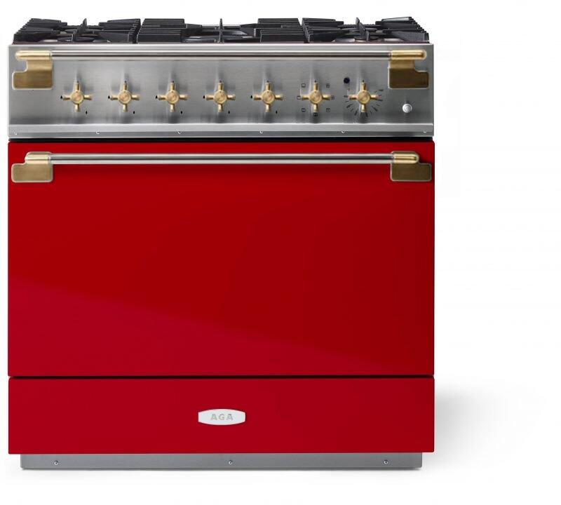 AGA AEL361DFABPCR Elise Series 36 Inch Natural Gas, Dual Fuel Freestanding Range in Piccadilly Red