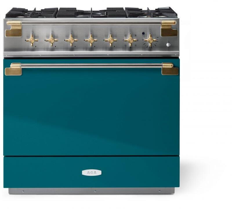 AGA AEL361DFABSAL Elise Series 36 Inch Natural Gas, Dual Fuel Freestanding Range in Salcombe Blue