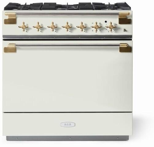 AGA AEL361DFABWHT Elise Series 36 Inch Natural Gas, Dual Fuel Freestanding Range in White