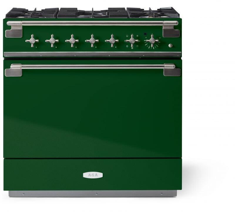 AGA AEL361DFCWG Elise Series 36 Inch Natural Gas, Dual Fuel Freestanding Range in Cornwall Green