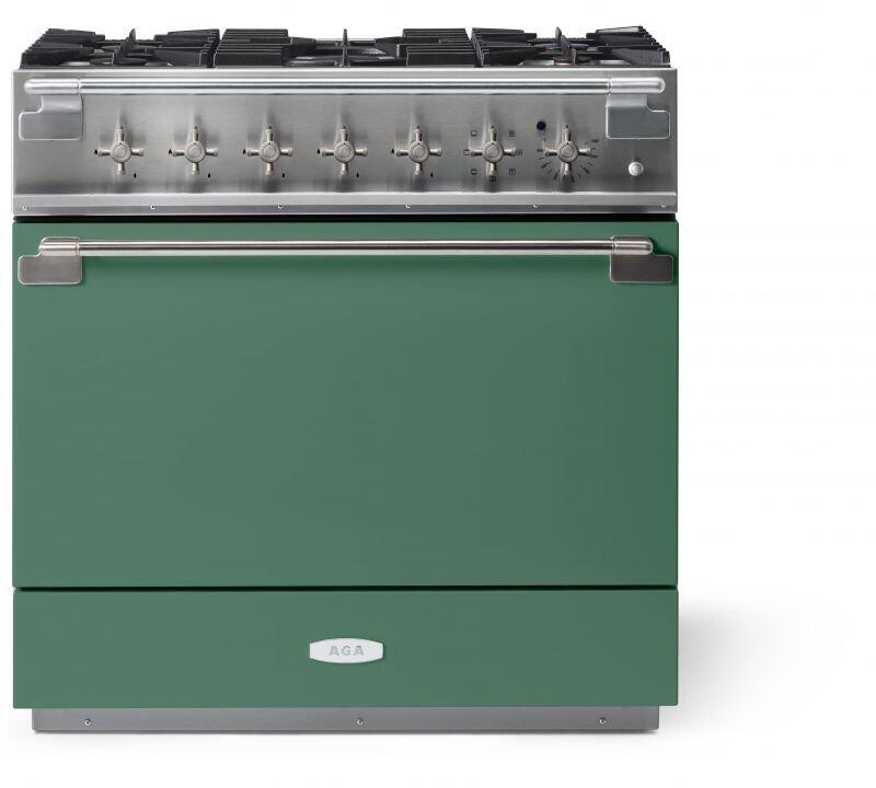 AGA AEL361DFMG Elise Series 36 Inch Natural Gas, Dual Fuel Freestanding Range in Mineral Green