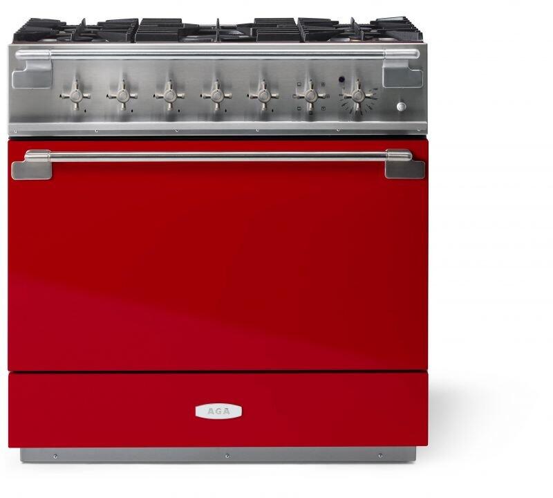 AGA AEL361DFPCR Elise Series 36 Inch Natural Gas, Dual Fuel Freestanding Range in Piccadilly Red