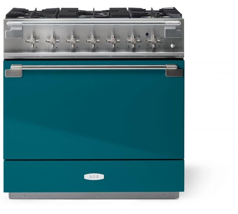 AGA AEL361DFSAL Elise Series 36 Inch Natural Gas, Dual Fuel Freestanding Range in Salcombe Blue