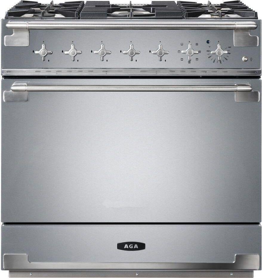 AGA AEL361DFSS 36 Inch Stainless Steel Dual Fuel Freestanding Range, in Stainless Steel