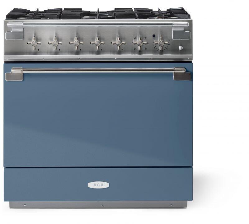 AGA AEL361DFSTB Elise Series 36 Inch Natural Gas, Dual Fuel Freestanding Range in Stone Blue