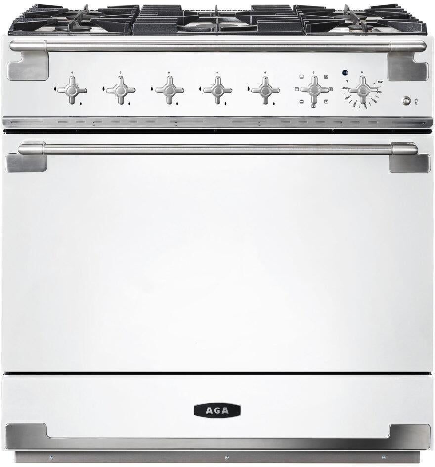 AGA AEL361DFWHT 36 Inch White Dual Fuel Freestanding Range, in White