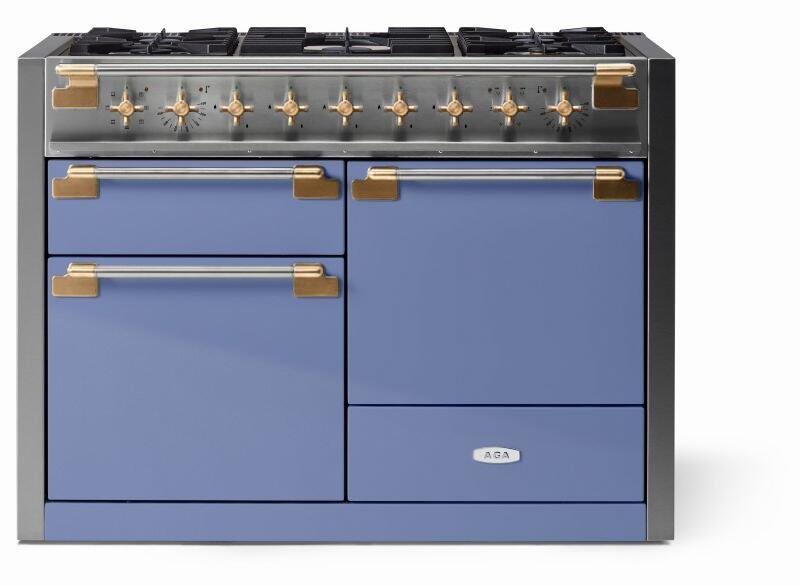AGA AEL481DFABCBB Elise Series 48 Inch Natural Gas, Dual Fuel Double Oven Freestanding Range in Carnaby Blue