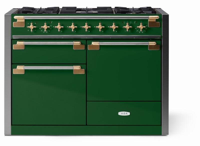 AGA AEL481DFABCWG Elise Series 48 Inch Natural Gas, Dual Fuel Double Oven Freestanding Range in Cornwall Green