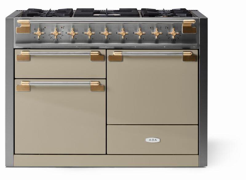 AGA AEL481DFABFWN Elise Series 48 Inch Natural Gas, Dual Fuel Double Oven Freestanding Range in Fawn