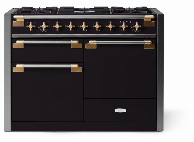 AGA AEL481DFABMBL Elise Series 48 Inch Natural Gas, Dual Fuel Double Oven Freestanding Range in Matte Black
