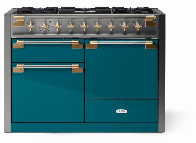 AGA AEL481DFABSAL Elise Series 48 Inch Natural Gas, Dual Fuel Double Oven Freestanding Range in Salcombe Blue