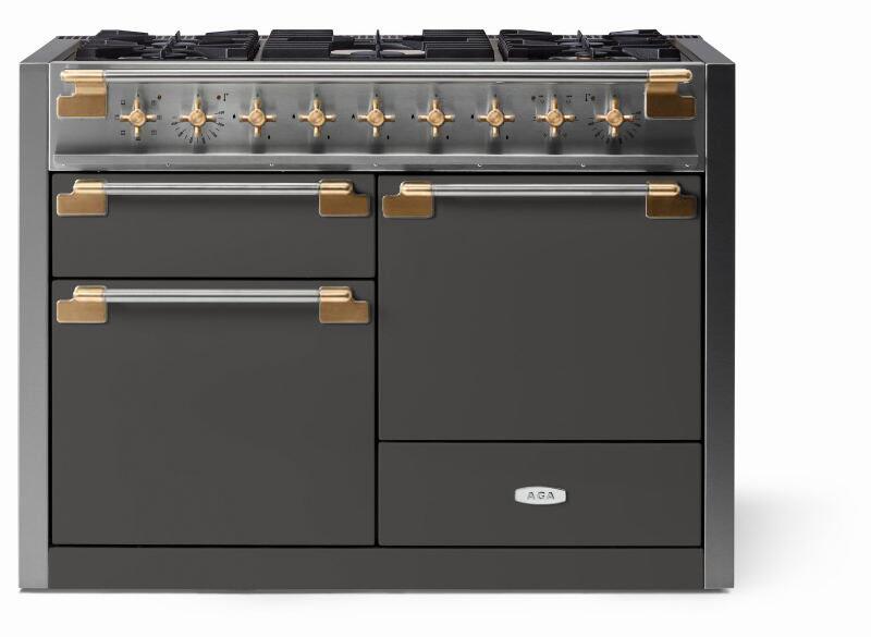 AGA AEL481DFABSLT Elise Series 48 Inch Natural Gas, Dual Fuel Double Oven Freestanding Range in Slate