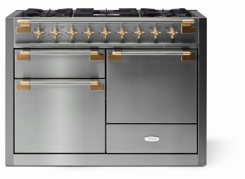AGA AEL481DFABSS Elise Series 48 Inch Natural Gas, Dual Fuel Double Oven Freestanding Range in Stainless Steel