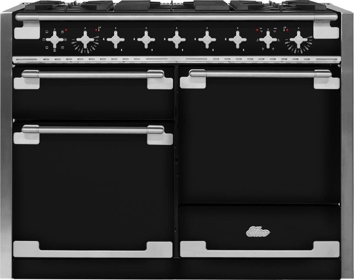 AGA AEL481DFBLK Elise Series 48 Inch Gloss Black Dual Fuel Freestanding Range, in Gloss Black