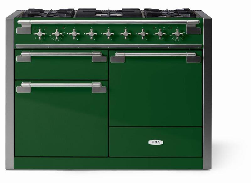 AGA AEL481DFCWG Elise Series 48 Inch Natural Gas, Dual Fuel Double Oven Freestanding Range in Cornwall Green