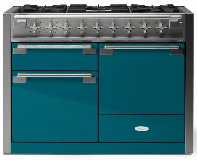 AGA AEL481DFSAL Elise Series 48 Inch Natural Gas, Dual Fuel Double Oven Freestanding Range in Salcombe Blue