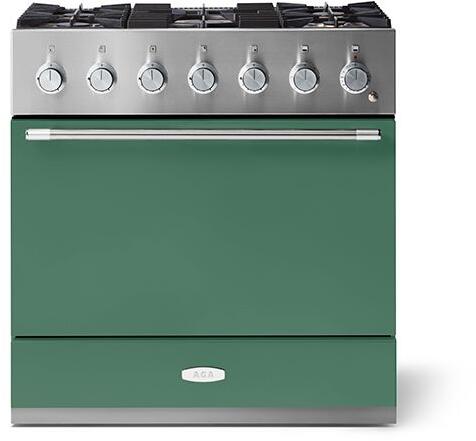 AGA AMC36DFMG Mercury Series 36 Inch Natural Gas, Dual Fuel Freestanding Range in Mineral Green